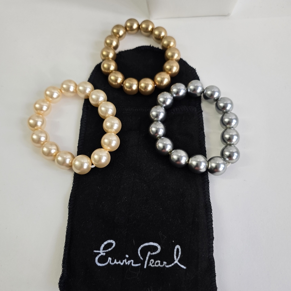 Gold and Silver Pearl Bracelets
